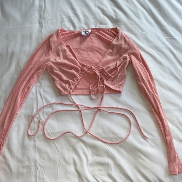 Princess Polly Pink Long sleeve cropped top - Picture 2 of 6